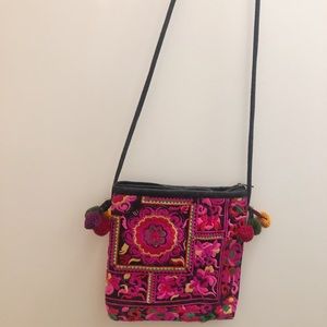 Embroidered crossbody handbag